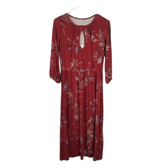 NWT Rachel Pally Lynwood Midi Dress Burgundy Garland Print Size M Stretchy - Picture 2 of 16